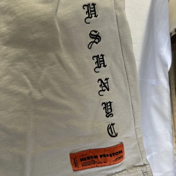 Heron Preston HSHNYC Organic Cotton Shorts Large Drawstring Beige Performance - Picture 5 of 16